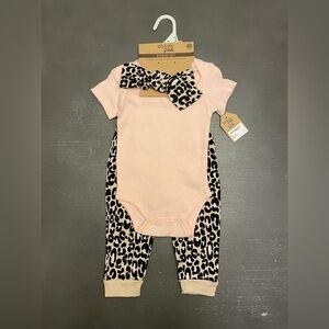 Chick Pea Pink Leopard Print Baby Outfit Set